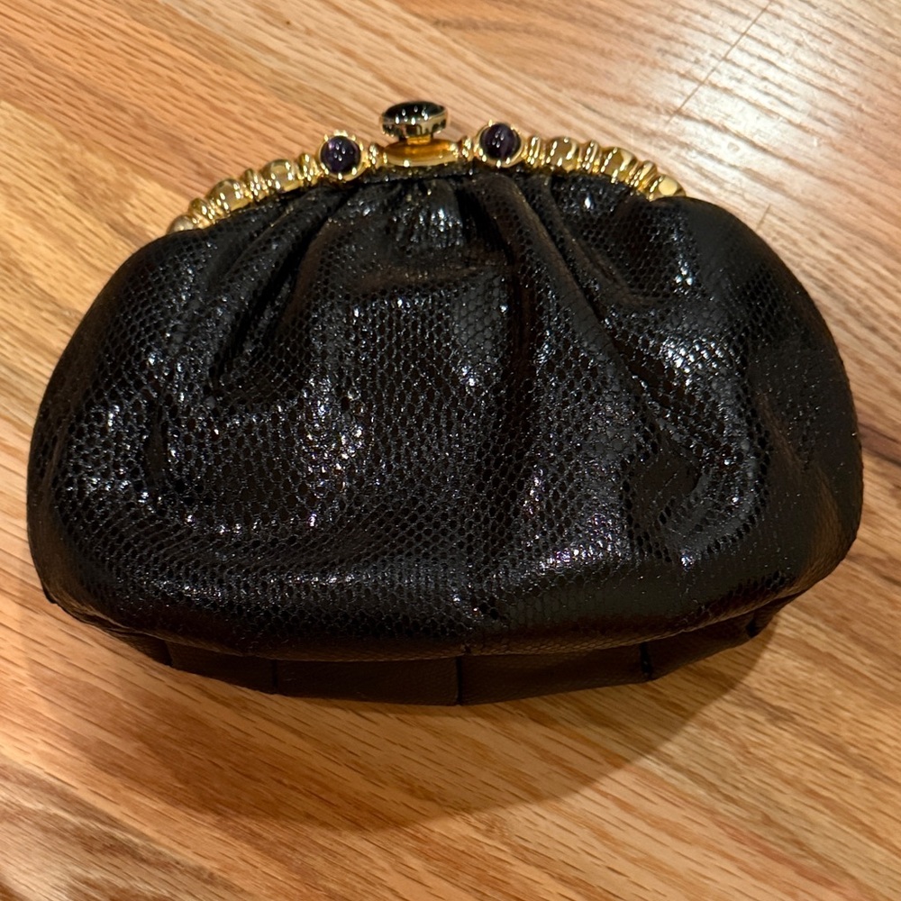 Judith Leiber Black Clutch with Gold Details